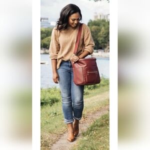 Fawn Design Women's Burgundy Faux Leather Backpack Diaper Bag